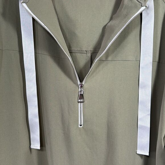 Zara Olive Green Oversized Hoodie Dress with Half Zip Size M Streetwear Edgy - Picture 13 of 16